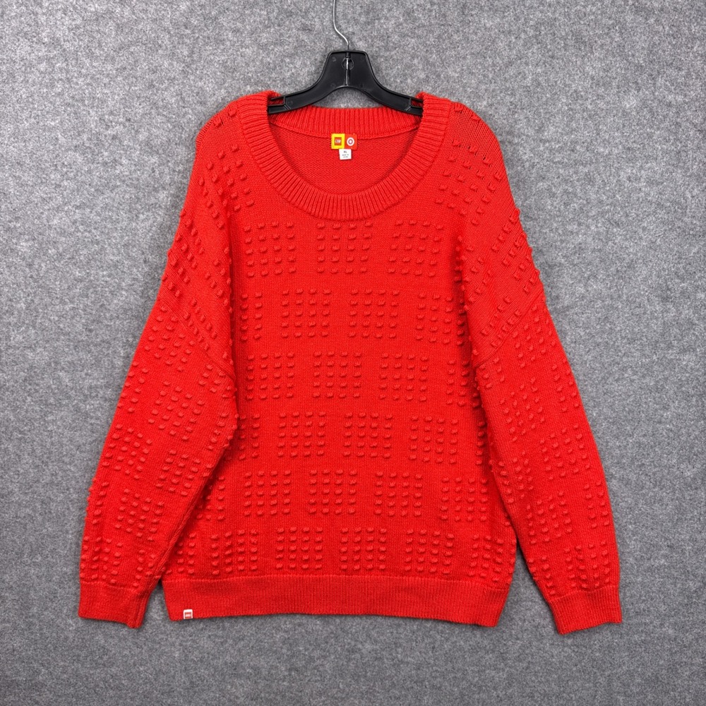 LEGO x Target Sweater XL Red Textured Brick Pattern Knit Pullover Mens